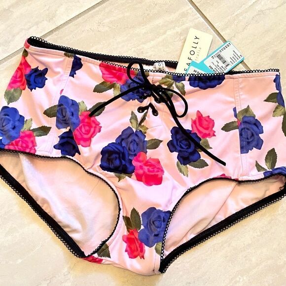 SEAFOLLY LOLA ROSE HIGH WAISTED LACE UP SIREN SWIM PANT 14 SORBET NWT - Picture 3 of 13